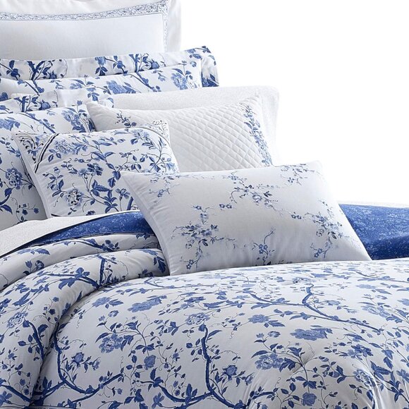 NEW Laura Ashley Cover Set Cotton 3-Piece Shams Charlotte Blue Full / Queen - Picture 3 of 14